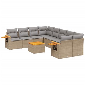 Maison exclusive - salon de jardin avec coussins 9 pcs beige résine tressée