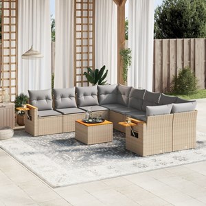 Maison exclusive - salon de jardin avec coussins 9 pcs beige résine tressée