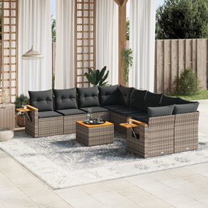 Maison exclusive - salon de jardin 9 pcs avec coussins gris résine tressée