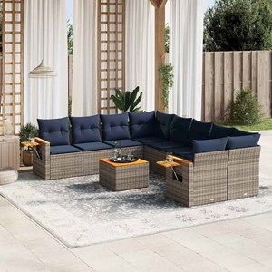 Maison exclusive - salon de jardin 9 pcs avec coussins gris résine tressée