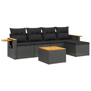 Maison exclusive - salon de jardin 6 pcs avec coussins noir résine tressée