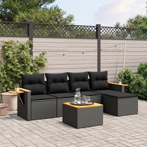 Maison exclusive - salon de jardin 6 pcs avec coussins noir résine tressée
