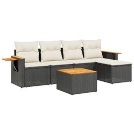 Maison exclusive - salon de jardin 6 pcs avec coussins noir résine tressée