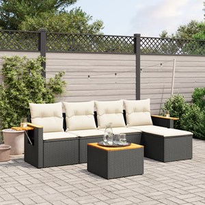 Maison exclusive - salon de jardin 6 pcs avec coussins noir résine tressée