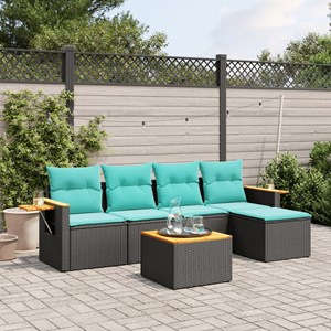 Maison exclusive - salon de jardin 6 pcs avec coussins noir résine tressée