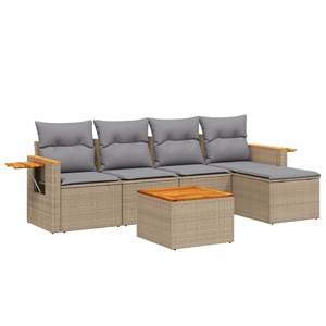 Maison exclusive - salon de jardin avec coussins 6 pcs beige résine tressée