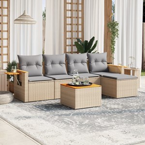 Maison exclusive - salon de jardin avec coussins 6 pcs beige résine tressée