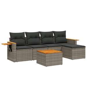 Maison exclusive - salon de jardin 6 pcs avec coussins gris résine tressée