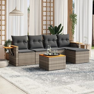 Maison exclusive - salon de jardin 6 pcs avec coussins gris résine tressée