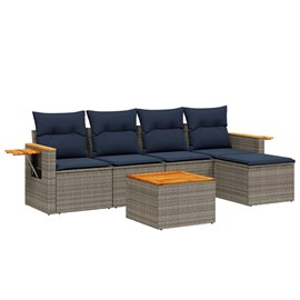Maison exclusive - salon de jardin 6 pcs avec coussins gris résine tressée
