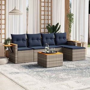 Maison exclusive - salon de jardin 6 pcs avec coussins gris résine tressée