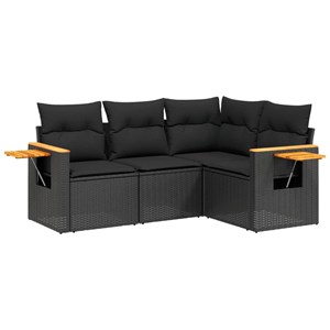Maison exclusive - salon de jardin 4 pcs avec coussins noir résine tressée