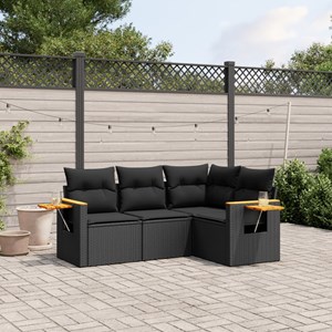 Maison exclusive - salon de jardin 4 pcs avec coussins noir résine tressée