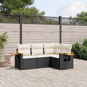 Maison exclusive - salon de jardin 4 pcs avec coussins noir résine tressée