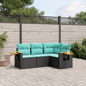 Maison exclusive - salon de jardin 4 pcs avec coussins noir résine tressée