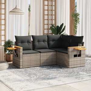 Maison exclusive - salon de jardin 4 pcs avec coussins gris résine tressée