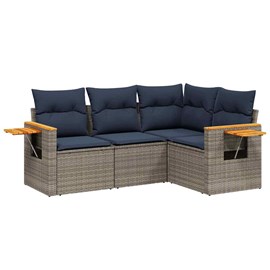 Maison exclusive - salon de jardin 4 pcs avec coussins gris résine tressée
