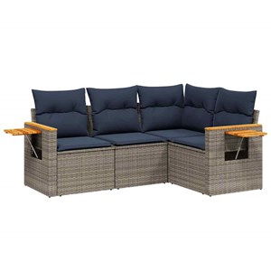 Maison exclusive - salon de jardin 4 pcs avec coussins gris résine tressée