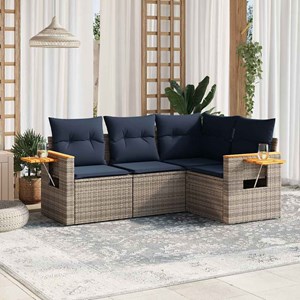 Maison exclusive - salon de jardin 4 pcs avec coussins gris résine tressée