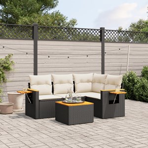 Maison exclusive - salon de jardin 5 pcs avec coussins noir résine tressée
