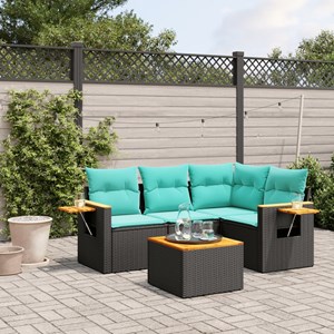 Maison exclusive - salon de jardin 5 pcs avec coussins noir résine tressée