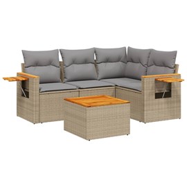 Maison exclusive - salon de jardin avec coussins 5 pcs beige résine tressée