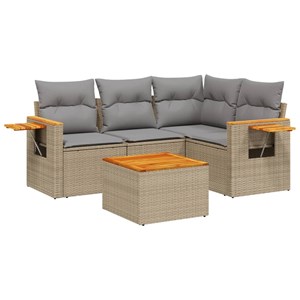 Maison exclusive - salon de jardin avec coussins 5 pcs beige résine tressée