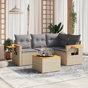 Maison exclusive - salon de jardin avec coussins 5 pcs beige résine tressée