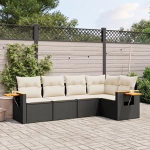 Maison exclusive - salon de jardin 5 pcs avec coussins noir résine tressée