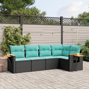Maison exclusive - salon de jardin 5 pcs avec coussins noir résine tressée