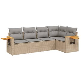 Maison exclusive - salon de jardin avec coussins 5 pcs beige résine tressée