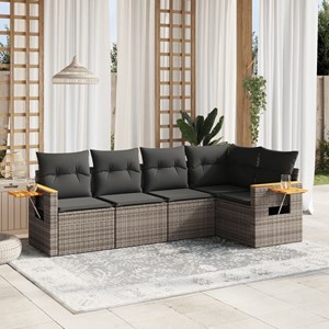 Maison exclusive - salon de jardin 5 pcs avec coussins gris résine tressée