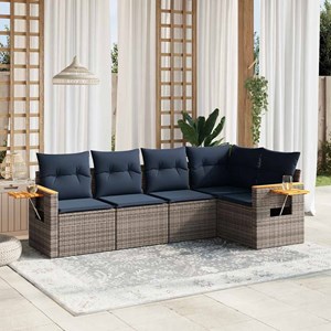 Maison exclusive - salon de jardin 5 pcs avec coussins gris résine tressée