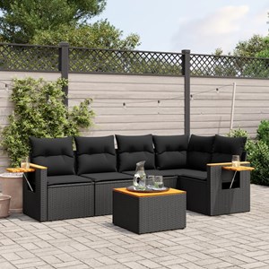 Maison exclusive - salon de jardin 6 pcs avec coussins noir résine tressée