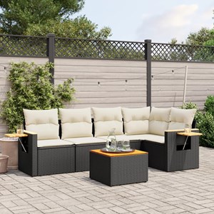 Maison exclusive - salon de jardin 6 pcs avec coussins noir résine tressée