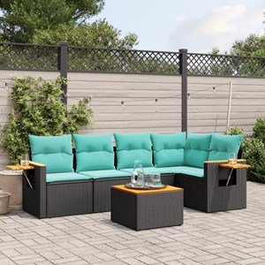Maison exclusive - salon de jardin 6 pcs avec coussins noir résine tressée