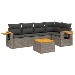 Maison exclusive - salon de jardin 6 pcs avec coussins gris résine tressée