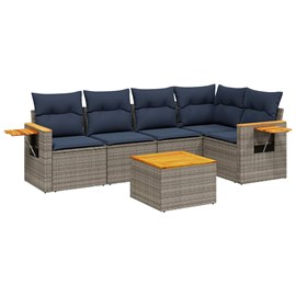 Maison exclusive - salon de jardin 6 pcs avec coussins gris résine tressée