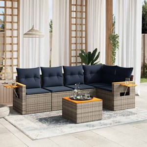 Maison exclusive - salon de jardin 6 pcs avec coussins gris résine tressée