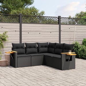 Maison exclusive - salon de jardin 5 pcs avec coussins noir résine tressée
