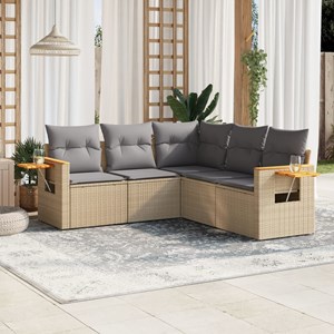 Maison exclusive - salon de jardin avec coussins 5 pcs beige résine tressée