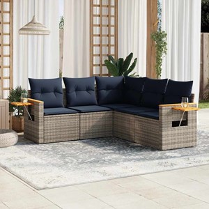 Maison exclusive - salon de jardin 5 pcs avec coussins gris résine tressée