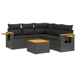 Maison exclusive - salon de jardin 6 pcs avec coussins noir résine tressée
