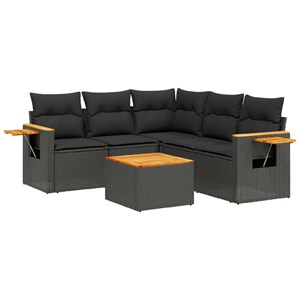 Maison exclusive - salon de jardin 6 pcs avec coussins noir résine tressée