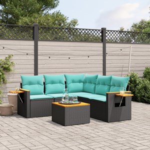 Maison exclusive - salon de jardin 6 pcs avec coussins noir résine tressée