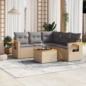 Maison exclusive - salon de jardin avec coussins 6 pcs beige résine tressée