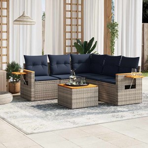 Maison exclusive - salon de jardin 6 pcs avec coussins gris résine tressée