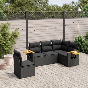 Maison exclusive - salon de jardin 5 pcs avec coussins noir résine tressée
