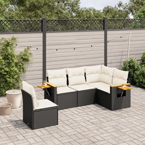 Maison exclusive - salon de jardin 5 pcs avec coussins noir résine tressée