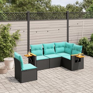 Maison exclusive - salon de jardin 5 pcs avec coussins noir résine tressée